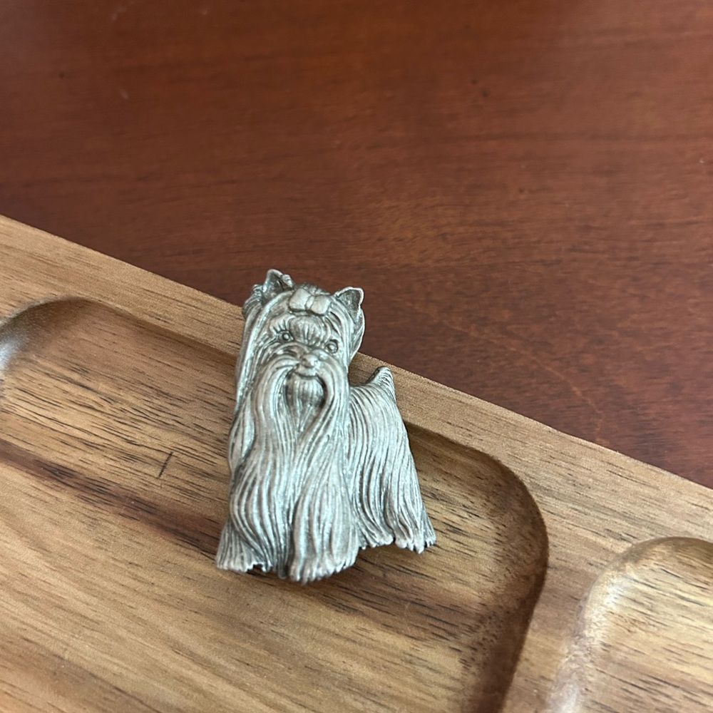 Elegant Silver Yorkie Dog Brooch